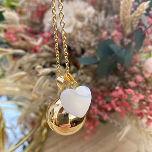 Bola de grossesse or avec coeur de nacre