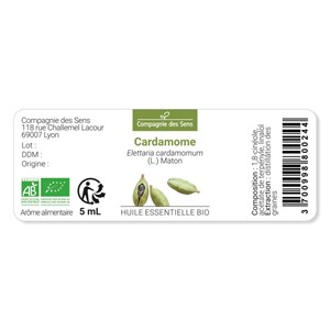 Cardamome - huile essentielle bio - 10ml garantie chromacert® - chémotypée & int