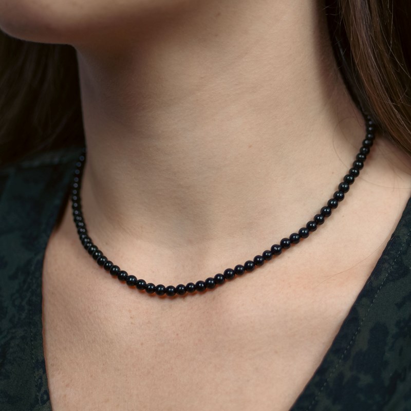 Collier serena en pierres obsidienne