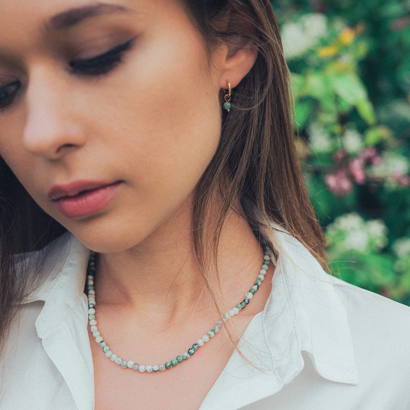 Collier serena en pierres agate arbre