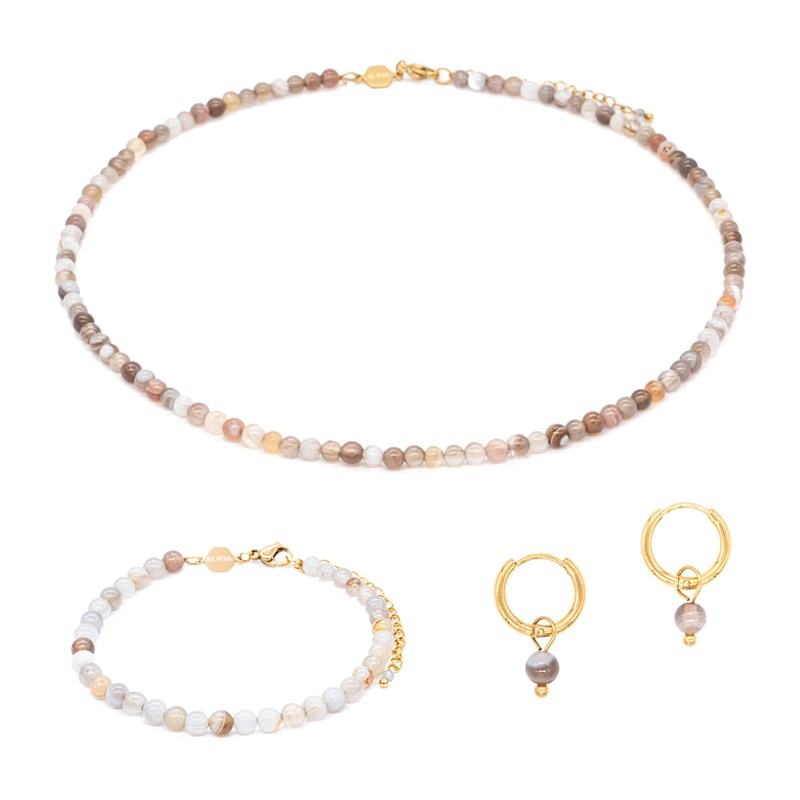 Parure serena en pierres agate botswana