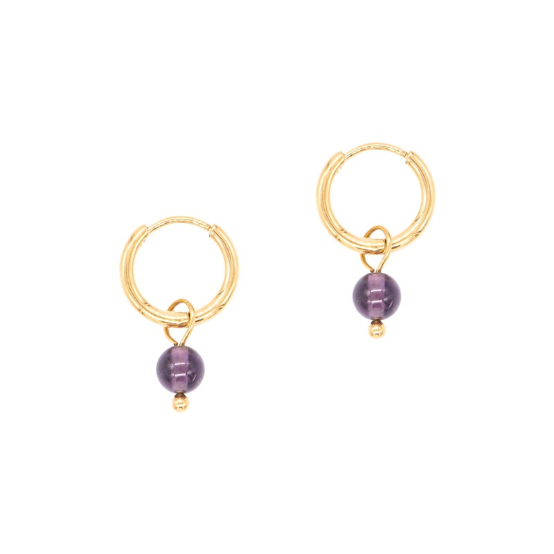 sloya - Boucles d'oreilles créoles améthyste