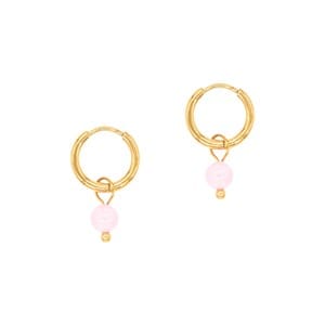 Boucles d'oreilles créoles quartz rose