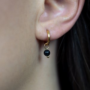 Boucles d'oreilles créoles obsidienne