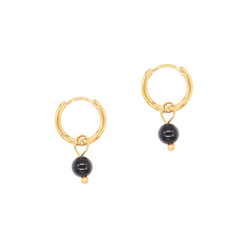 sloya - Boucles d'oreilles créoles obsidienne