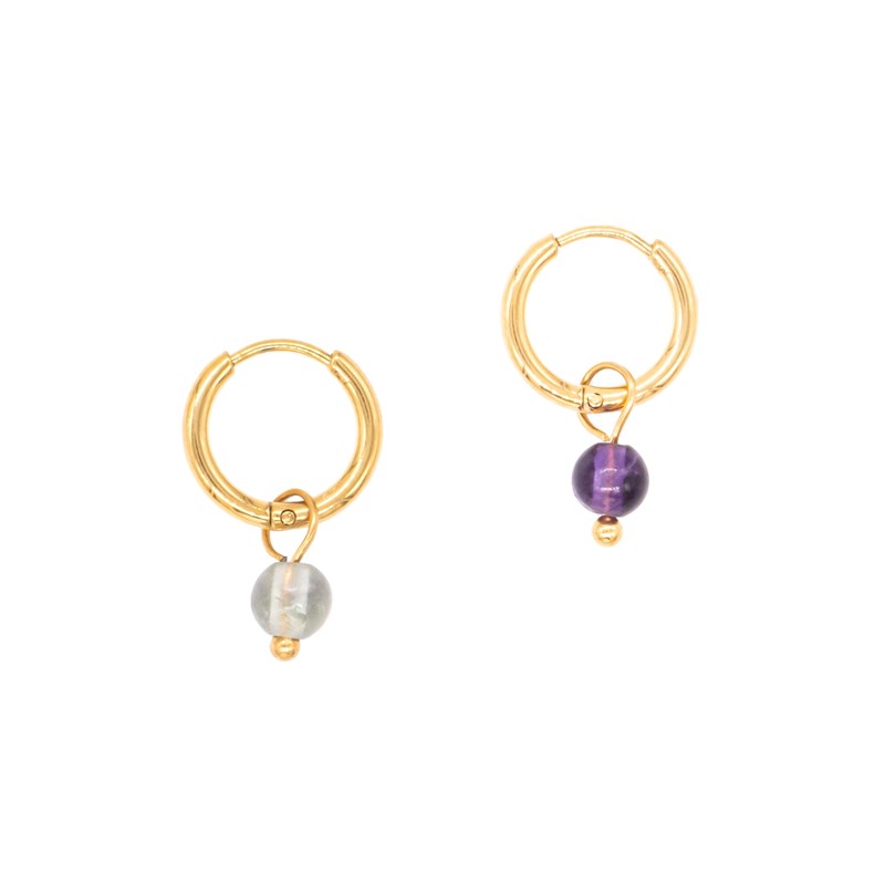 sloya - Boucles d'oreilles créoles fluorite