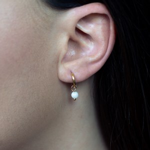 Boucles d'oreilles créoles pierre lune