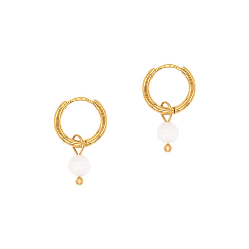 sloya - Boucles d'oreilles créoles pierre lune
