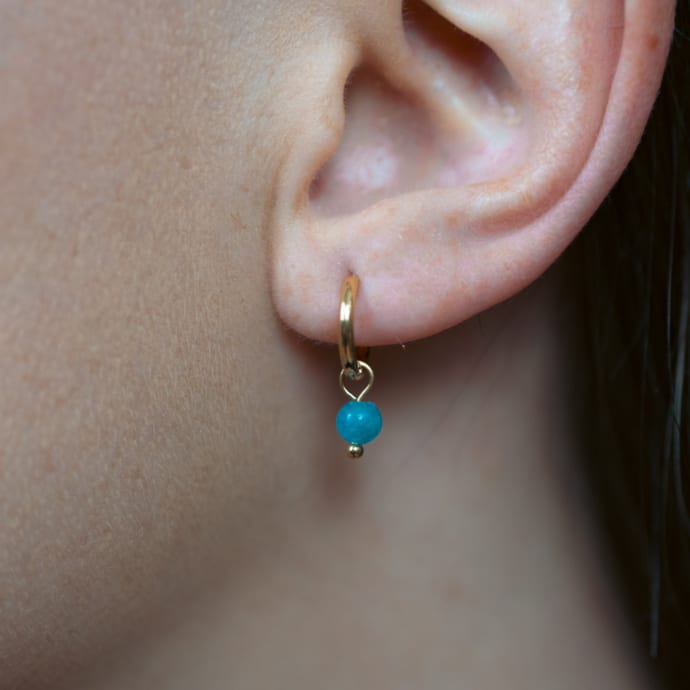 Boucles D'oreilles Créoles Perles Miyuki Apatite Plaqué Or 18 Carats - Rose-Mimosa
