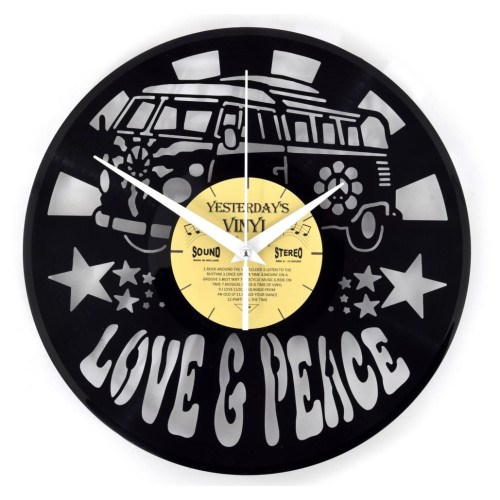 Magnetic Land - Horloge vinyle recyclé love & peace