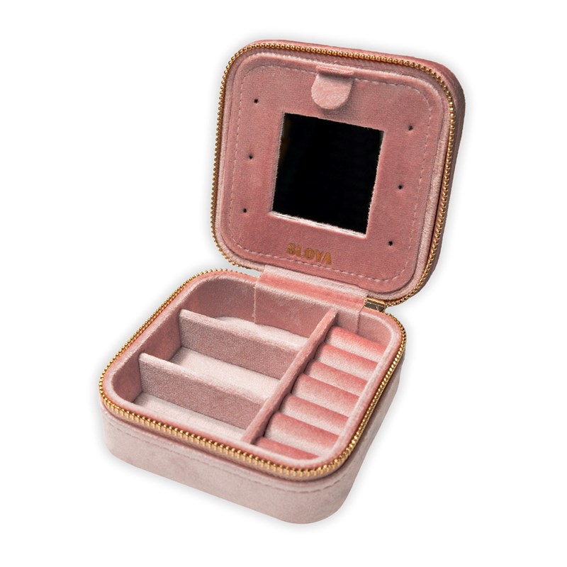 Boîte à bijoux velours rose pêche