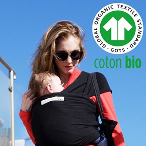 Echarpe portage basic noir - coton bio