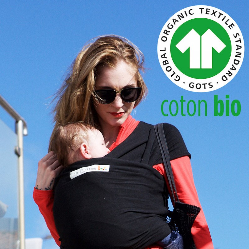 Echarpe portage basic noir - coton bio (Love Radius) - Image 2