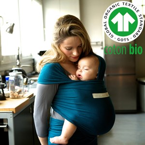 Echarpe portage basic bleu - coton bio