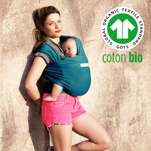 Echarpe portage basic bleu - coton bio
