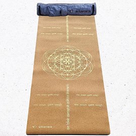 Tapis yoga liège mantra fleur de vie 5mm