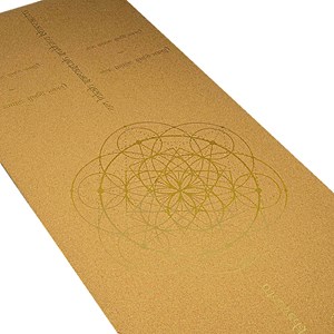 Tapis yoga liège mantra fleur de vie 5mm