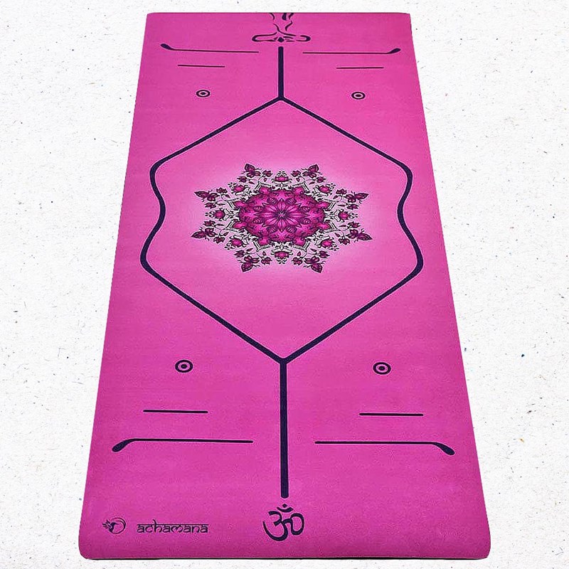 Achamana - Tapis de yoga pilates rose 3 plis 6 mm