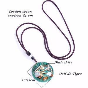 Pendentif méditation œil horus malachite