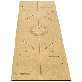 Tapis de yoga liège épais 6mm marqueurs