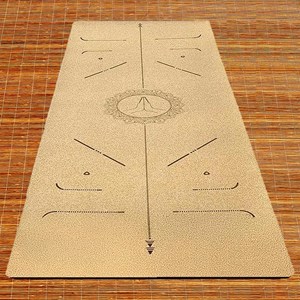 Tapis de yoga liège épais 6mm marqueurs