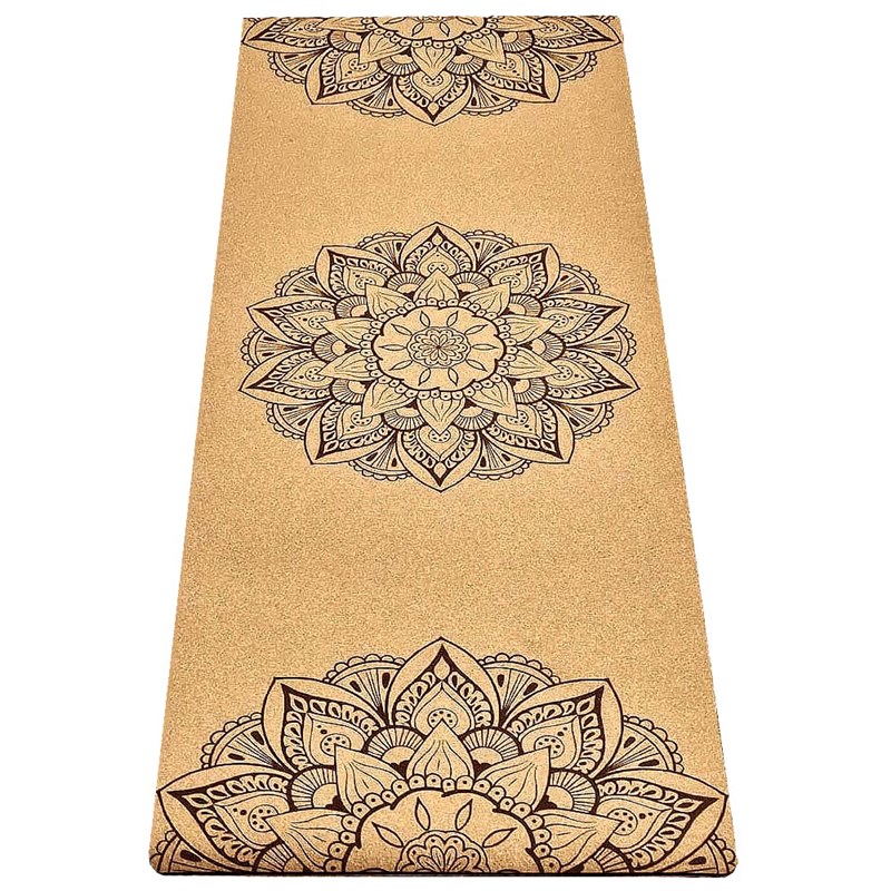 Tapis de yoga liège épais 6mm mandala