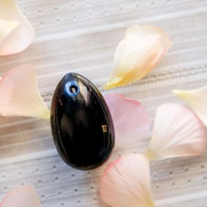 Œuf de yoni obsidienne moyen troué