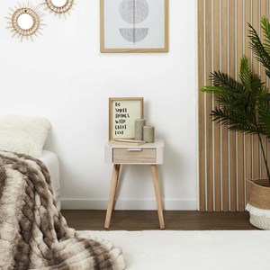 Table de chevet 1 tiroir en mdf - rose