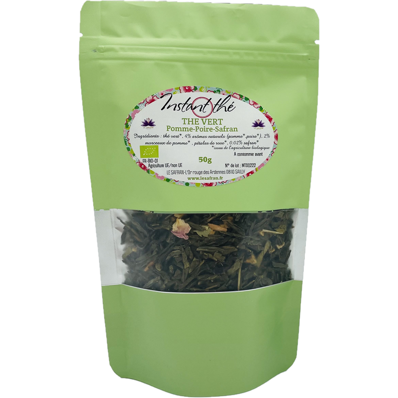 Thé vert pomme poire safran 50g bio