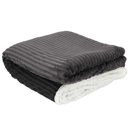 Plaid flanelle côtelé 180x220cm gris