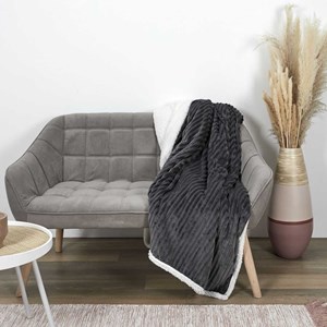 Plaid flanelle côtelé 180x220cm gris