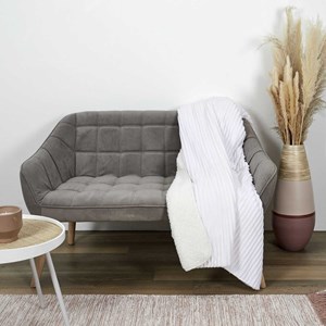 Plaid flanelle côtelé 180x220cm ecru