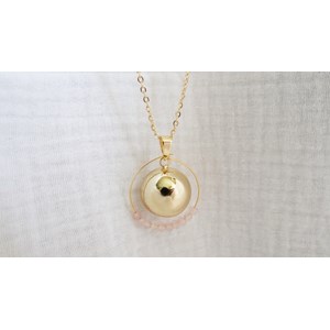 Bola grossesse or. Anneau quartz rose