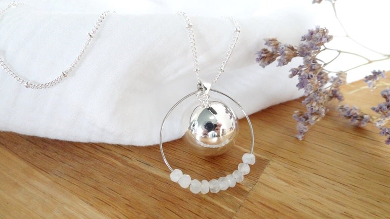 Bola grossesse argent. Anneau perles