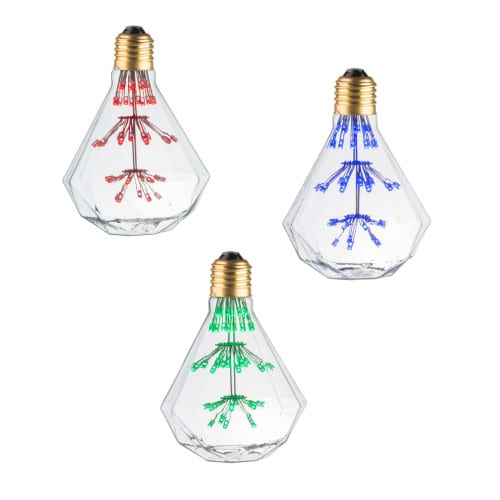 Pack 3 ampoules e27 led décoratives diamant
