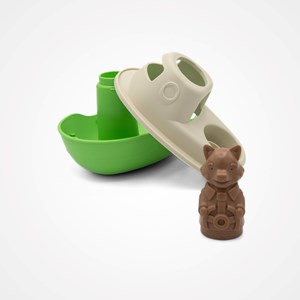 Jouet de bain made in france en matière recyclée bateau de mr renard