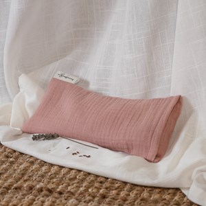 Coussin yeux lin lavande - rose poudré