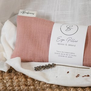 Coussin yeux lin lavande - rose poudré