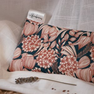 Coussin yeux lin lavande - hortensia