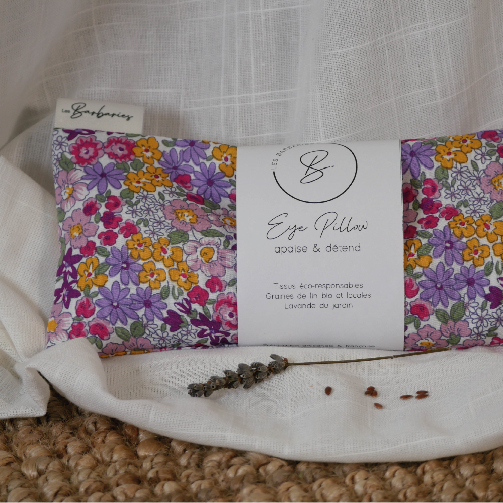 Coussin Pour Les Yeux LIROVA - Soie Et Lavande - Masque Lesté Aromathérapie - 24x11cm - 200g