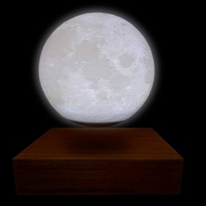 Duo terre & lune en lévitation base bois