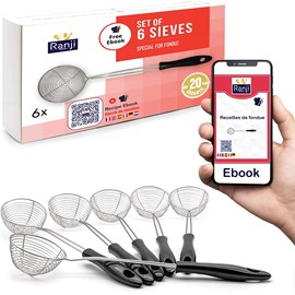 Lot de 6 passoires en acier inoxydable - épuisettes pour fondue
