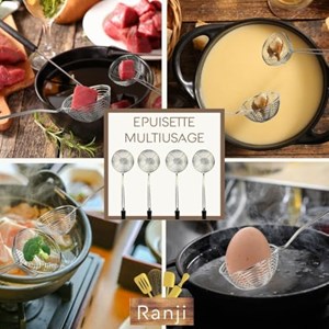 Lot de 6 passoires en acier inoxydable - épuisettes pour fondue