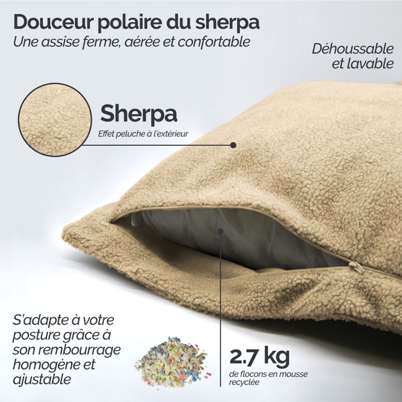 Pouf d'intérieur - beige (Vivezen) - Image 2