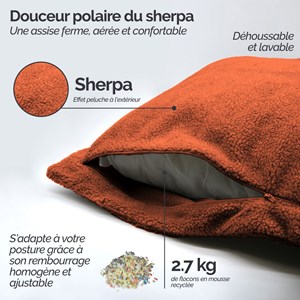 Pouf d'intérieur 90 x 140 cm terracotta