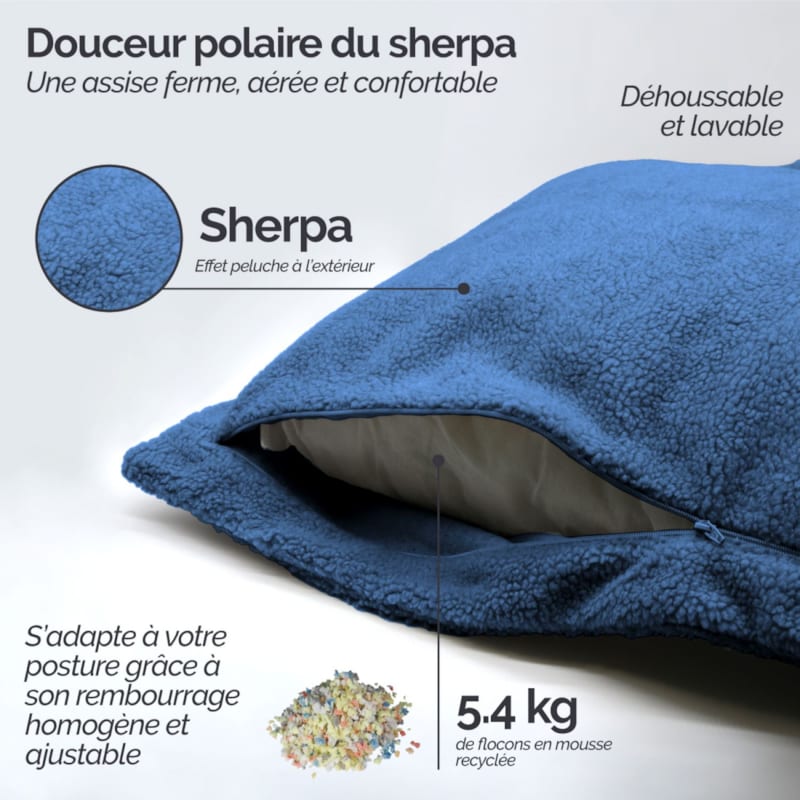 Pouf d'intérieur xxl - bleu marine (Vivezen) - Image 2