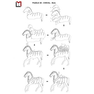 Puzzle 3d cheval en bois 82 pcs
