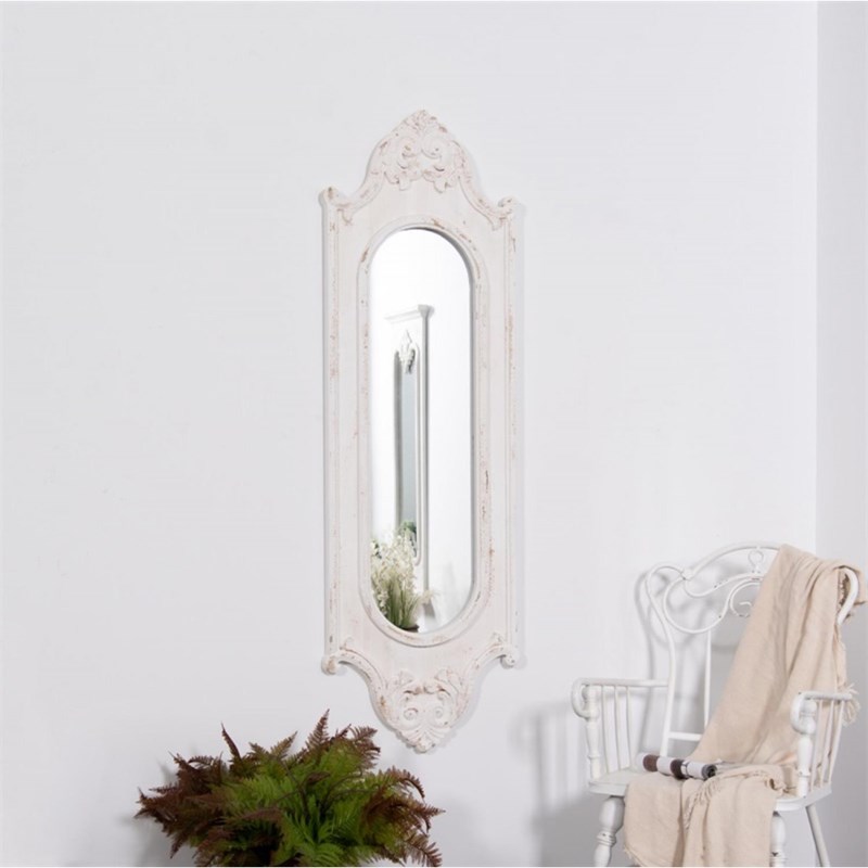 Décoration d'autrefois - Grand miroir bois blanc 52.5x3.5x162cm