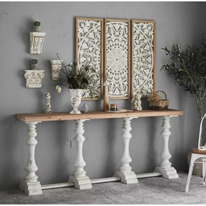 Console bois blanc 194.5x35x81.5cm -