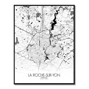 La roche sur yon carte city map n&b